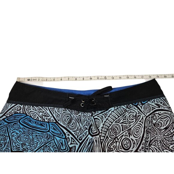 Pelagic Fish Print Board Shorts Swim Trunks Blue White Men's 37 11.5" Inseam - Picture 10 of 13